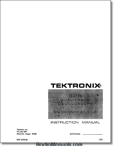 Tektronix 326 Instruction Manual - Click Image to Close
